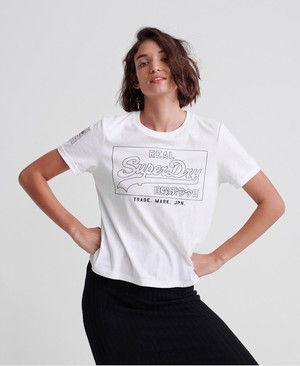 Superdry Vintage Logo Outline Női Pólók Fehér | VWKCG7249